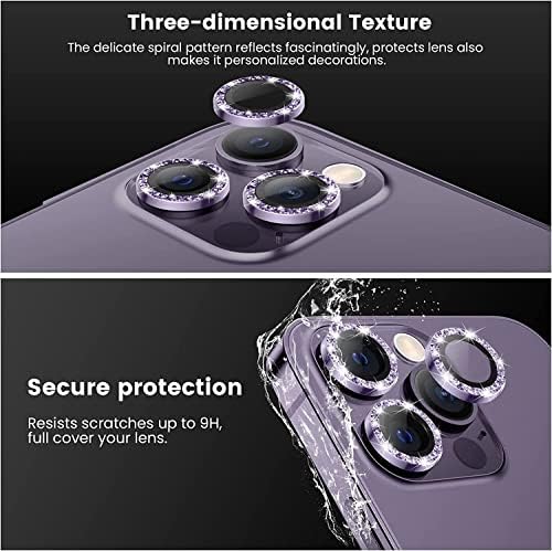 fonefunshop kompatibilan sa iPhoneom 14 Pro / 14 Pro Max-Set od 3 štitnika za sočiva kamere Od Stakla sa crnim draguljima