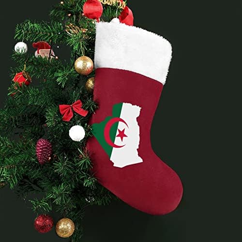 Alžir Flag Mapa Božićni viseći čarapa Slatka Santa Sock za ukrase Xmas Tree ukrasi pokloni