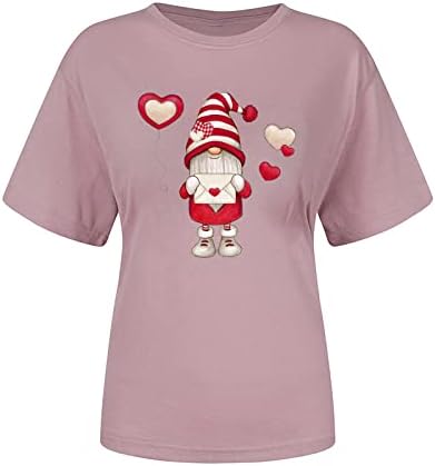 Ženska Valentines Day Shirt Love Heart Print T-Shirt Casual kratki rukav Shirts Teen tunika Tops for Women Loose Fit
