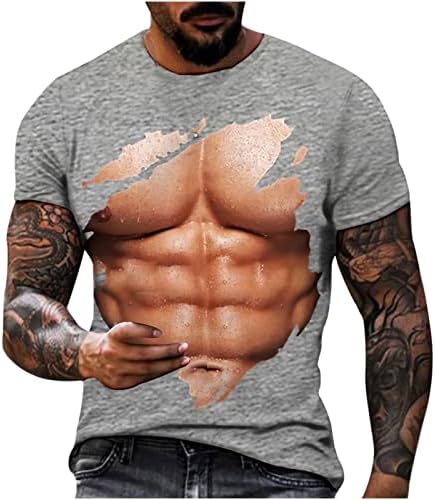 Lažna mišićna košulja za muškarce Slim Fit okrugli vrat kratki rukav novost Odjeća smiješna 3D štampa ulična odjeća za muškarce