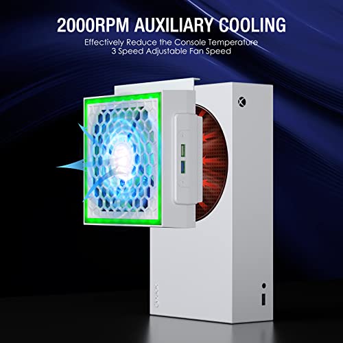 Tesgo Xbox serija S hlađenje RGB svjetlo sa 7 načina Xbox dodataka, 2000rpm visoka efikasnost rasipanja topline, 3 nivoa podesivi brzina hladnjaka ventilatora niskog sustava hlađenja