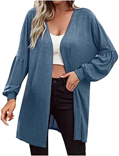 Cardigan za žene plus veličina Bluza sa čvrstim bojama modni dugi rukavi labavi ležerni prednji kaput od šal na otvorenom
