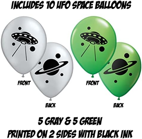 Baloni za vanzemaljske zabave Gypsy Jade - 30 zelenih, crnih i sivih ukrasa za NLO svemirske vanzemaljce