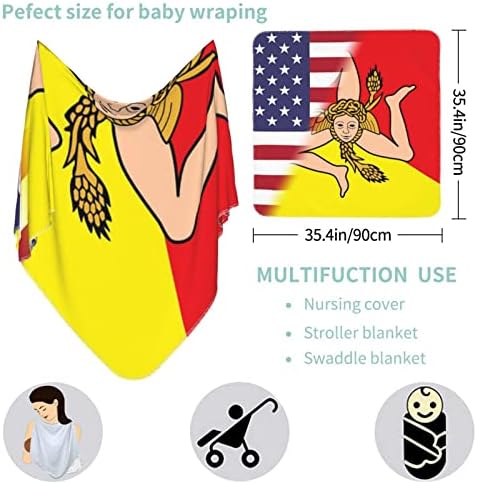 Američka zastava i sicilijanska zastava za bebe prekrivač koji prima pokrivač za novorođenčad novorođenčad omota