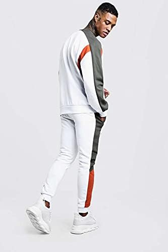 Samo diskovi za muškarce 2 komada Sportski hoodie setovi odijeva duks modna activewear s crtežom bijeli-xxxl
