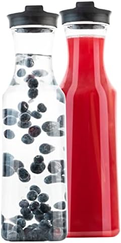Plasticpro Clear Plastic Premium Voda ili sokovi pića Pitchers Square Carfefe Teška pića Spremnici sa crnim poklopcima i izljev za