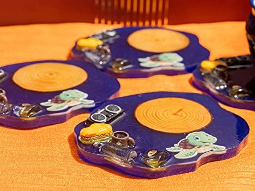 Dizajnerski Set šarenih 3d umjetničkih podmetača od smole & poslužavnik | ručno rađeni poklon za domaćinstvo | podmetači za Stolić