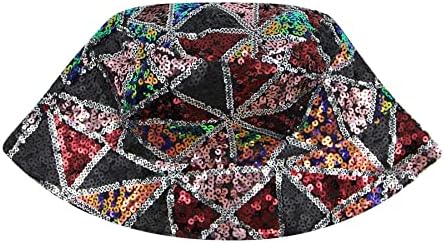 Rarityus Unisex Geometrijski kašika HAT reverzibilni dvostruki nosač sjajnih šljokica za žene za žene Muškarci Putnička plaža Vanjska