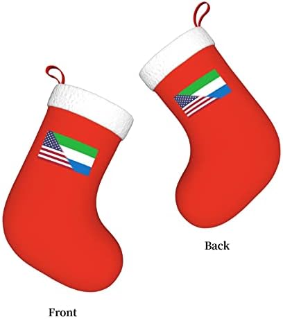 TZT Američka zastava i zastava Sijera Leone Božićni čarape, Xmas Holiday Party pokloni za ukrašavanje porodičnih kuća za odmor 18-inčni