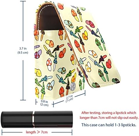 ORYUEKAN Mini torba za šminkanje sa ogledalom, torbica za kvačilo od umjetne ruževe, Crtić o gljivama u boji