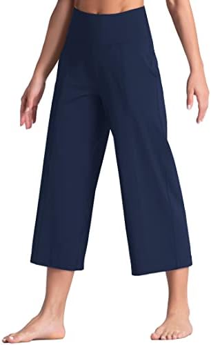 Wjustforu Ženske široke noge Palazzo Lounge hlače Yoga Capris Culottes sa džepovima Trčevi u trbuhu labave hlače za vježbanje