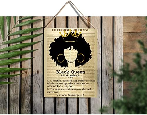 Retro crna Queen Definition Wood Sign Crna žena Drveni znakovi Rustikalna viseća ploča Početna Zidna zgrada 8 x 10, savršene crne žene potpisuju zidni dekor za kućnu spavaću sobu