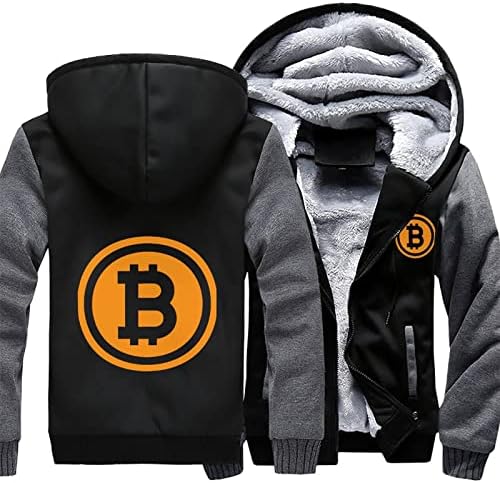 Bitcoin Logo Muška kapuljača sa patentnim zatvaračem duksevi teški debeli Sako topli zimski kaput