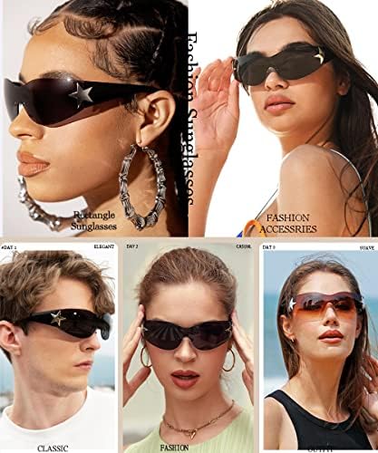 Dollger trendi Y2K naočare za sunce Žene Muškarci omotaju se oko naočara bez okvira Cyber Y2k modni štit za naočare 2000