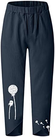 Rvidbe Ženske Kapri Pantalone Elegantne, Ženske Skraćene Ljetne Pamučne Crop Capris Pantalone Lanene Labave Capris Casual Pantalone