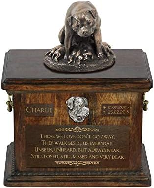 Mama Rotvajler, urna za spomen pepeo psa sa statuom, imenom i citatom ljubimca-Artdog personalizovano