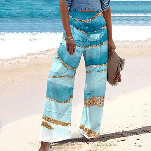 Meymia ženske pamučne pantalone casual labavi fit široki nog paisley ispisani ugaonog struka Palazzo pant