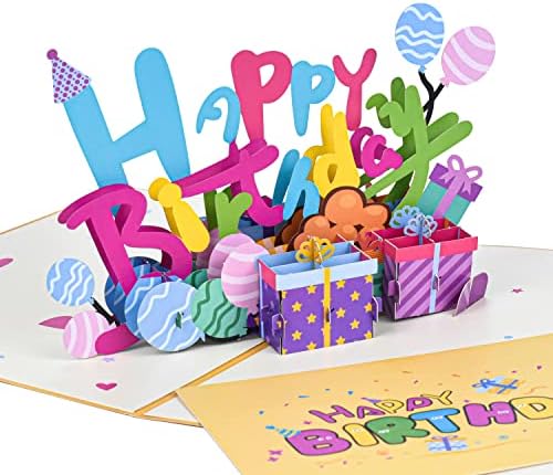 Oalushf Pop up kartice, 3d Abeceda čestitka za Sretan rođendan sa kovertama i oznakom za bilješke, čestitke rođendanski pokloni za