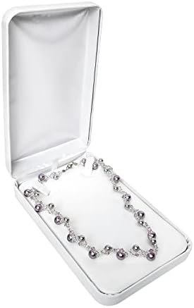MOOCA Premium metalna kutija od umjetne kože za ogrlicu, kutija za ogrlicu, Poklon kutija za nakit, Organizator ogrlice, 4 1/4 Š x 7 D x 1 5/8 v, bijela boja