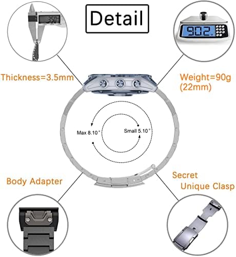 MaKTech titanijumska traka za Garmin, 26mm metalna narukvica za brzo oslobađanje sa kopčom kornjače, za Garmin Fenix 7x / 6X Pro /