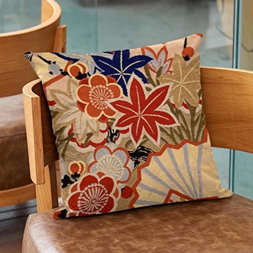 VbFofbv set od 2 lumbalne navlake jastuka, meka ukrasa za kućnu seosku kuća, japanski javorov list cvjetni ventilator vintage