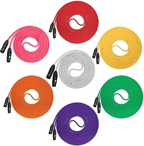 LyxPro kablovski paket 8-paket Multi Color XLR mikrofonski kablovi za profesionalne mikrofone i uređaje 100 Stopa