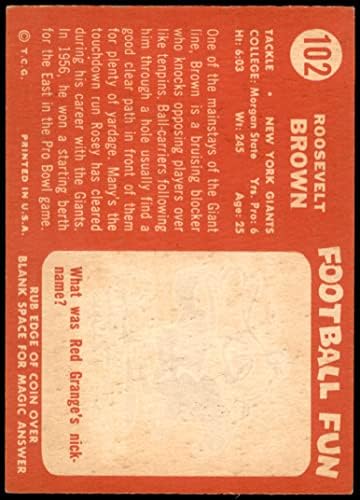 1958 TOPPS # 102 Roosevelt Brown New York Giants-FB Dean's Cards 5 - Ex Giants-FB