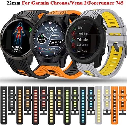 Dfamin 22mm narukvica za narukvice za Garmin Venu 2/Vivoactive 4 Smartwatch silikonska traka za sat Forerunner 745 / Fenix Chronos