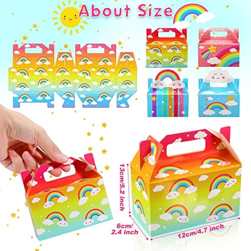 Nezyo 24 Pack Rainbow Party Favor Box cloud Treat dekoracije favorizira Kraft papir Goodie sa ručkama Candy Goodies poklon za djecu