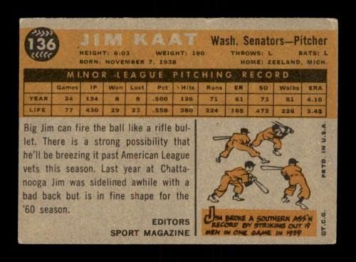 136 Jim KAAT RS RC - 1960. apps bejzbol kartice Ocjenjivane VGEX - bejzbol ploče sa autogramiranim vintage karticama