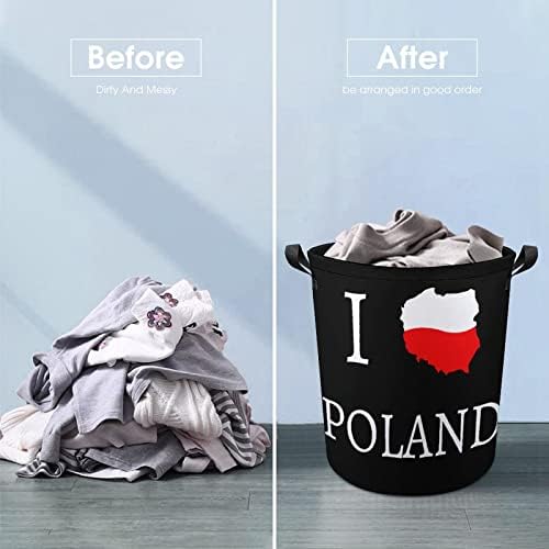 Volim Poljska korpa za pranje veša torba za pranje kanta za skladištenje sklopiva visoka sa ručkama