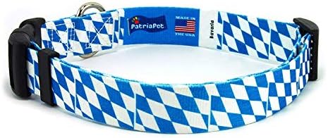 Bavarska ovratnik za pse | Bavaria Flag | Brzo izdanje kopča | Napravljeno u NJ, SAD | za dodatne velike pse