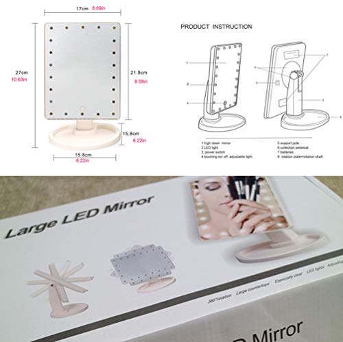 Prirodno dnevno svjetlo LED Osvijetljeno ogledalo za šminkanje toaletno ogledalo za 180° rotacija Trostruki dodirni ekran kozmetička