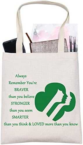 LEVLO Girl Scout kozmetička torba za šminkanje Scout Leader & nbsp; inspirisani poklon hrabriji ste jači pametniji nego što mislite torbica sa patentnim zatvaračem za žene