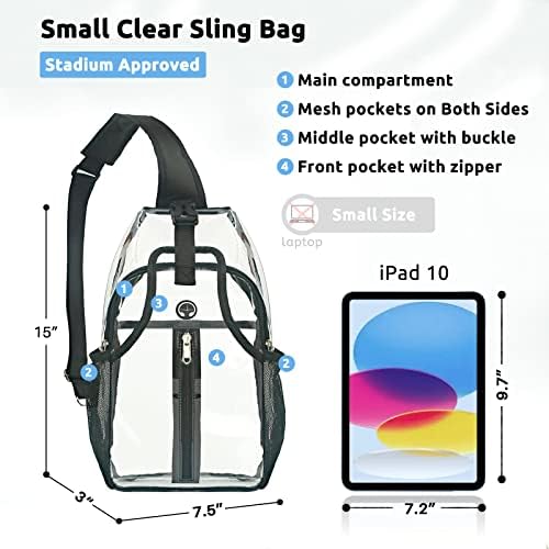 SPODEARS PVC Clear sling Bag, Clear Bag Stadium Approved, mala clear ruksak torbica za muškarce žene odrasle