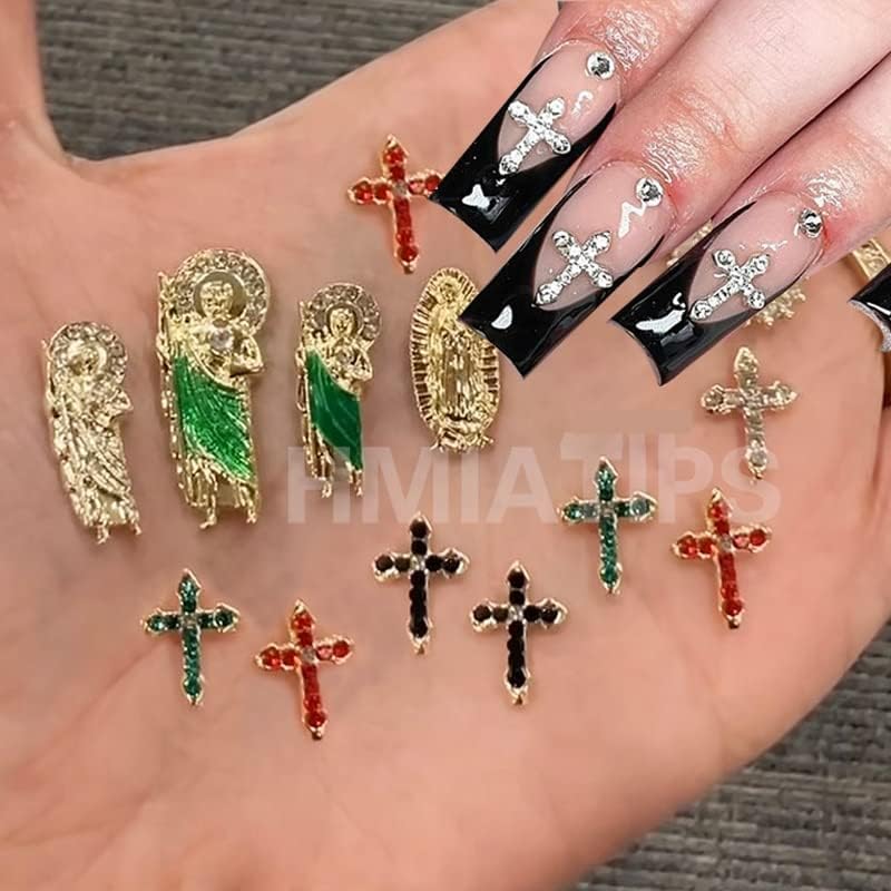 Mix Cross Nail Charm luksuzna boja Punk stil izrez Pentagram DIY Nail Art dekoracija dodatna oprema za nokte -