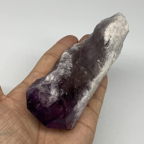 Watangems 290.3 grama, 5,8 x 2 x 1,4 Prirodni ametist točka kristal gornji dio polirani, donji dio grubim mineralnim uzorima, liječenje