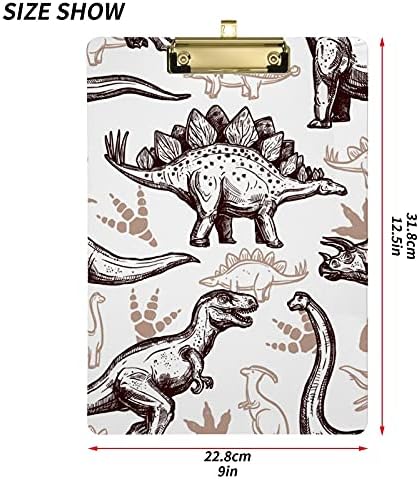 Dinosaurs Plastic Clipboard 9 x12. 5 akril Clipboards sa Low profile Clip A4 pismo veličine Heavy Duty Odbora za učionicu ured Student