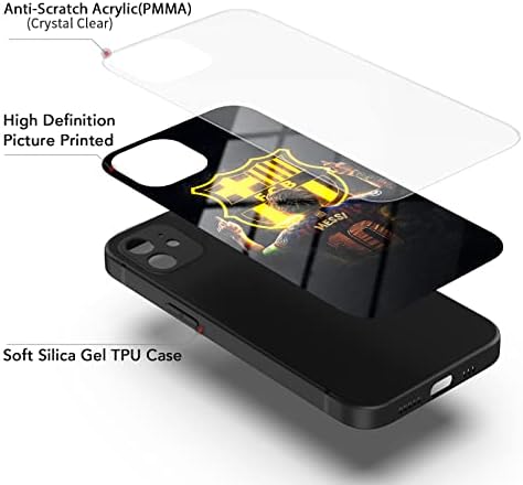 za iPhone 12 Case 6.1, Meki udarni branik i kristalni akrilni zaštitni poklopac sa sportskim obrascem