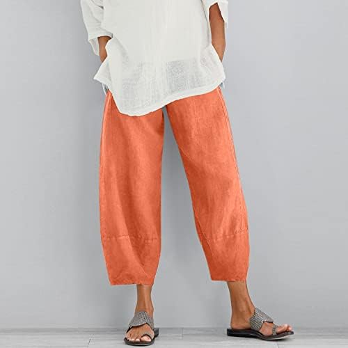 Duge pantalone za jogu za žene pantalone pamuk žene struk Crop labave boje čiste i pantalone pantalone lanena elastična svila za