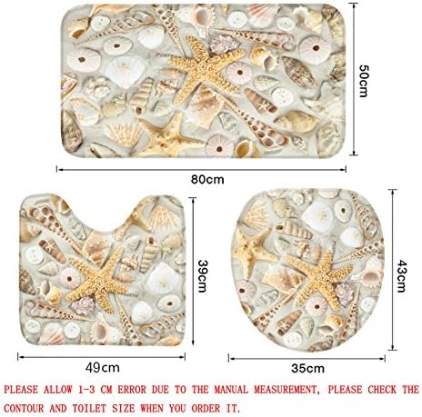 R-ANSXYX toaletni Set morske zvijezde na bijelom pijesku 3 komada kupaonski Set Mat prostirka neklizajuća konturna prostirka poklopac WC poklopca i prostirka za kupanje