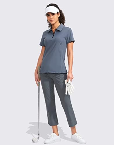 Viodia Ženska golf majica kratki rukav sa zatvaračem Brze rastezanje teniskih ovratnika polovice za žene za žene za golf odjeću