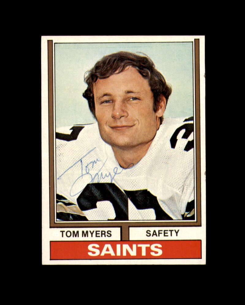 Ruka Tom Myers potpisao je 1974. podlozi New Orleans Saints Autograph