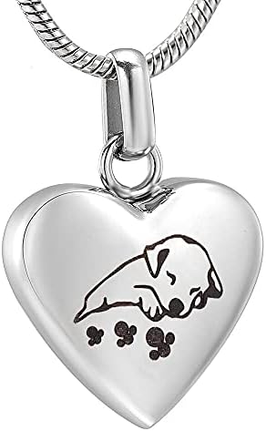 AE312 izrezbareni slatki pas koji spava u mom srcu ogrlica od nehrđajućeg čelika za kremaciju urna za pepeo za kućne ljubimce Memorijalni
