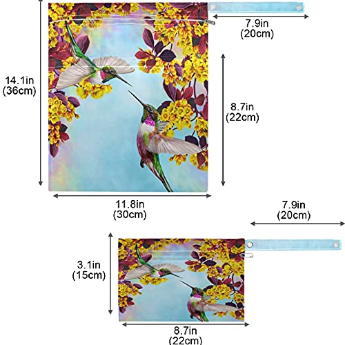 visesunny dvije ptičice Kolibri na pozadini cvjetajuće žute žutike dobrodošlica 2 kom mokra torba sa džepovima sa patentnim zatvaračem