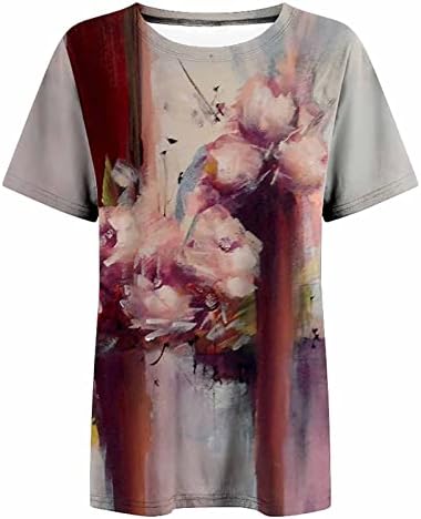 Ženski ljetni vrhovi modni Vintage Drop kratki rukav Tshirt bluza grafički Tees meka Casual majica Za Štampu