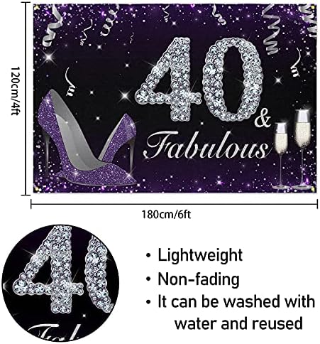 HAMIGAR 6x4ft sretan 40. rođendan Banner pozadina-40 & amp; Fabulous Heels rođendan dekoracije potrepštine za žene-ljubičasta