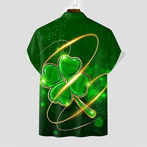 PDFBR Dnevni gumb St. Patrick majice dolje majice kratki rukav Ležerne prilike na plaži Zelena grafička ljetna ugrađena košulja za