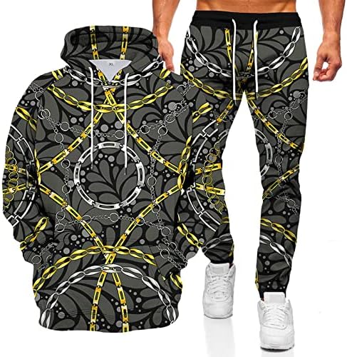 Muška dukserica HOUDIE Sportski odijelo 3D geometrijski grafički ispis Labavi dugi rukav dvodijelni set