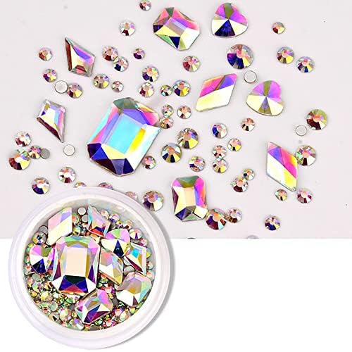 n / A 1 kutija Glitter 3D Rhinestones AB Flat Back sjajni kamenčići Nail Art dekoracije mješovite veličine za nokte Gems Crystal Strass
